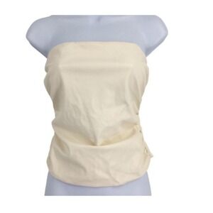 Amanda Uprichard X Revolve Palma Faux Leather Cream‎ Strapless Top NWOT sz XS